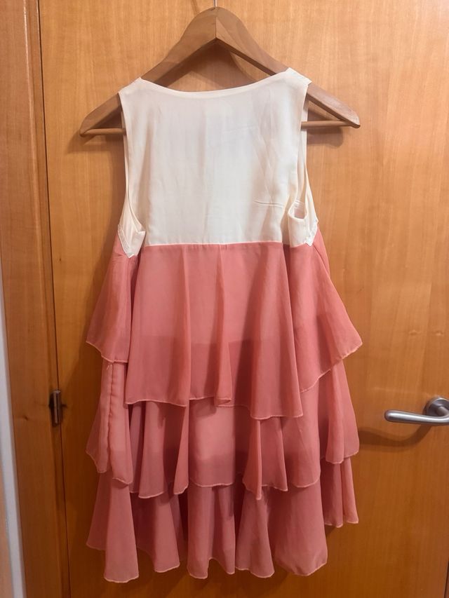 Vestido de fiesta rosa y blanco