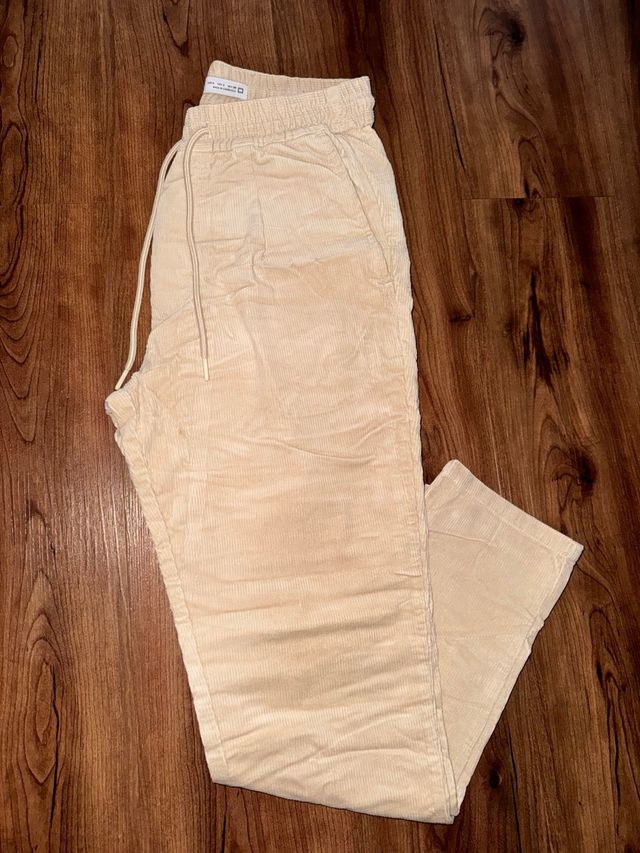 Pantalones de pana beige para hombre Talla S