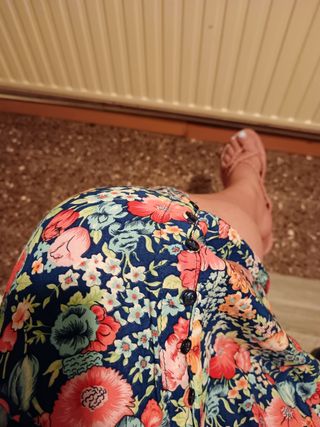Falda larga floral azul