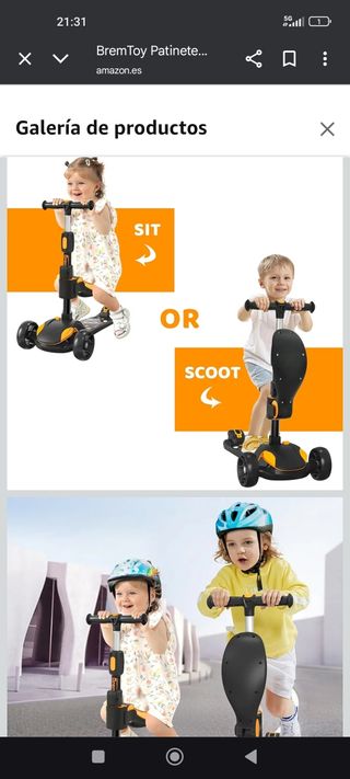 Patinete infantil con asiento.