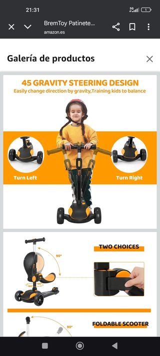 Patinete infantil con asiento.