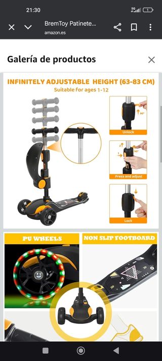 Patinete infantil con asiento.