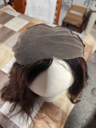 Peluca natural pelo indu castaño