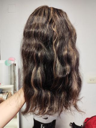 Peluca natural pelo indu castaño