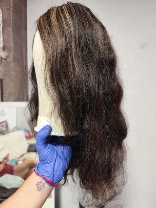 Peluca natural pelo indu castaño