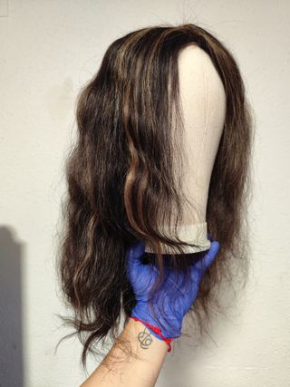 Peluca natural pelo indu castaño