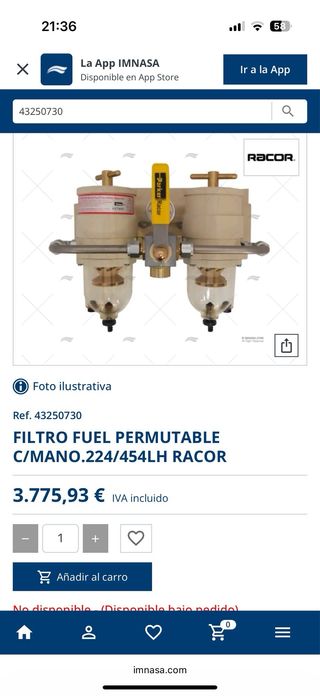 Filtro Gasoil Racor 75/500FGX 120 GPH