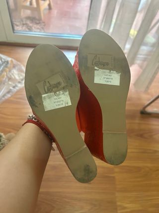 Sandalias Castañer cuña rojo