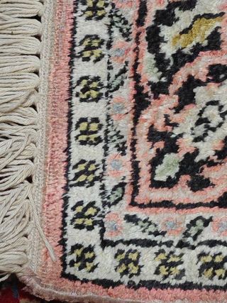 Alfombra Persa  Isfahan/ Kashan Seda Negra y Rosa