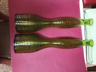 Coppia vasi decorativi in vetro verde