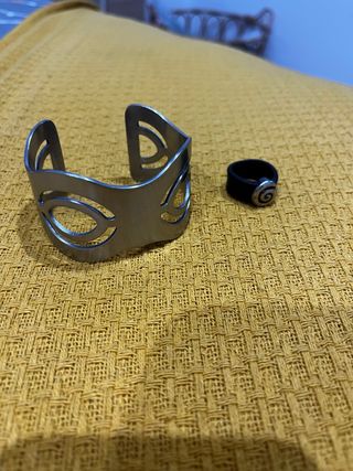 Pulsera y Anillo Plata y Negro