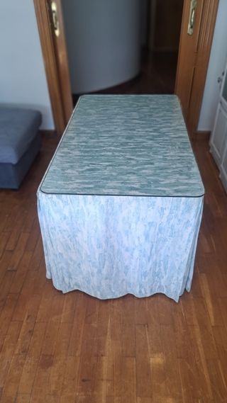 Mesa Camilla Rectangular Cristal y Tela