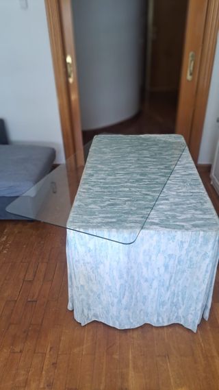 Mesa Camilla Rectangular Cristal y Tela
