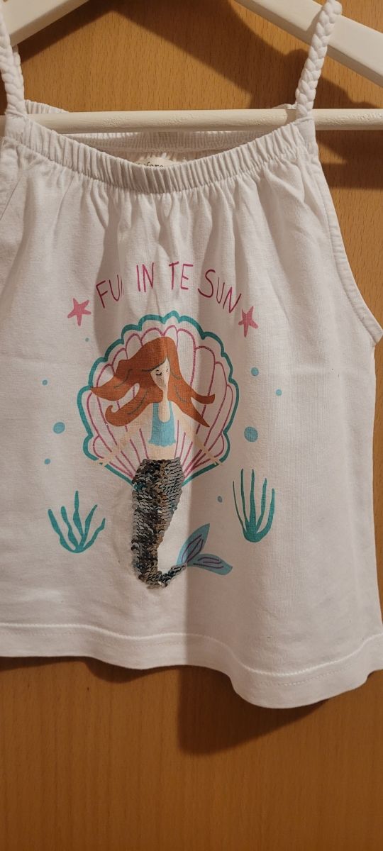 Conjunto niña Sfera: top sirena y short azul