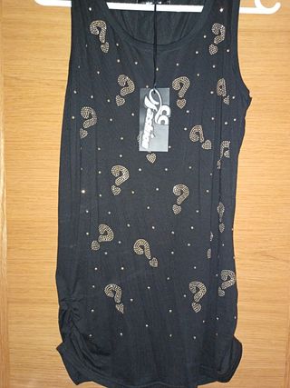 Camiseta sin mangas con pedrería S