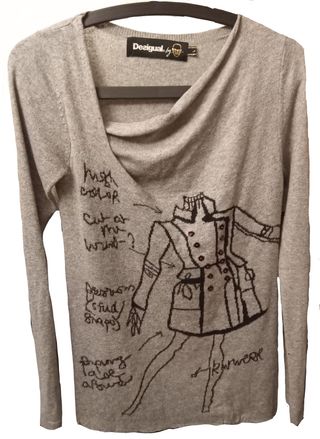 Jersey Desigual Gris Dibujo Talla L