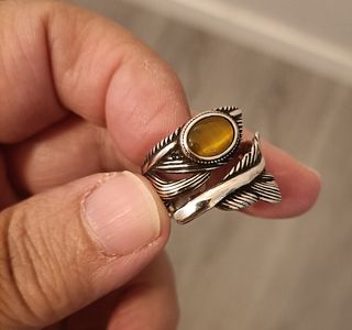 Anillo Vintage Piedra Marrón y Plata