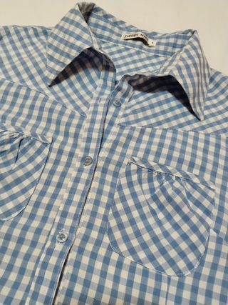 Camisa cuadros azul y blanco. Talla L