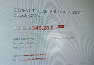 Sierra Circular Tronzadora Nogrip 250x2.5x32