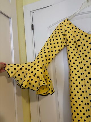 Traje Flamenca Amarillo Lunares Negro Nuevo