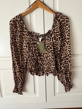 Blusa H&M animal print fruncida