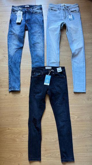 Pack 3 Vaqueros Super Slim Pull&Bear 36 Hombre