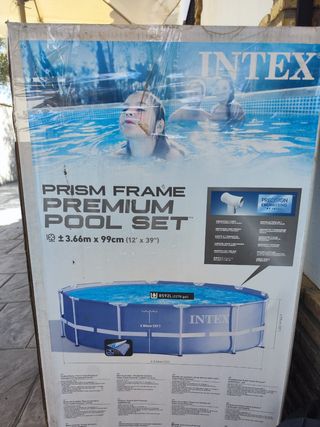 Piscina desmontable azul y gris