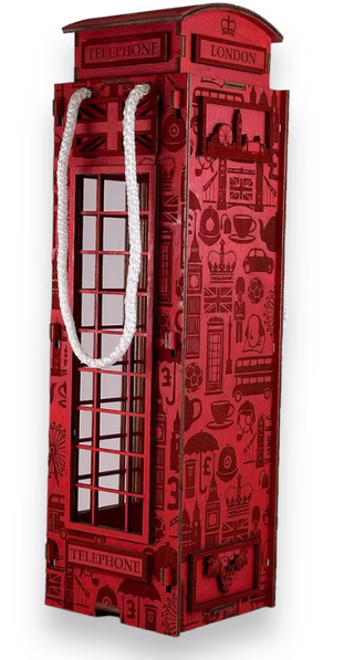 Caja Vino Cabina Telefónica Londres Madera