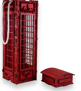 Caja Vino Cabina Telefónica Londres Madera