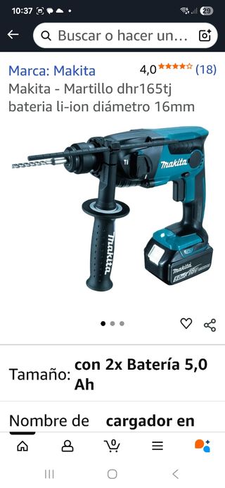 Taladro percutor Makita DHR165RTJ SDS Plus 18V