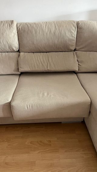 Sofá 3 plazas con chaise longue beige
