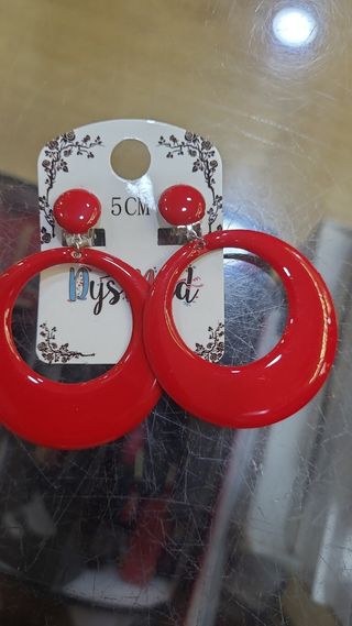 Pendientes Flamenca Aro Rojos