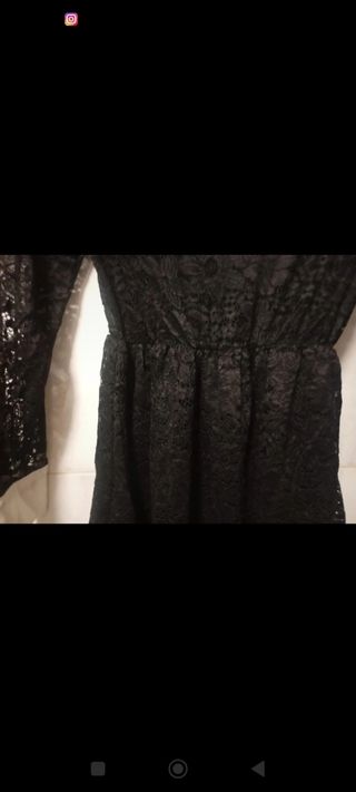 Vestido Negro Encaje Blanco Cuello