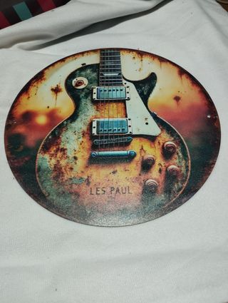 Placa Metálica Guitarra Les Paul 20cm