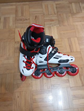 Patines Oxelo en línea blancos y rojos. Talla 40.