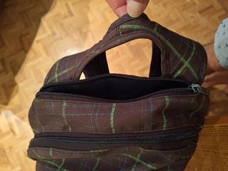 Mochila escolar/deportiva a cuadros marrón y verde