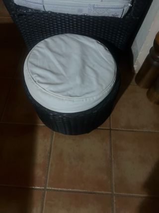 Sillas de ratán negras con cojín estampado