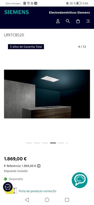 Campana Techo Siemens iQ500 Blanco