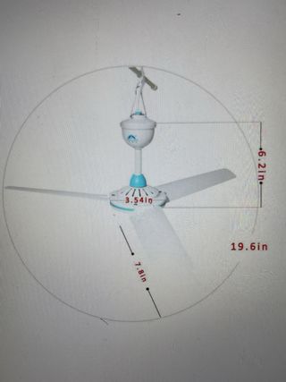 Mini ventilatore da soffitto bianco e blu