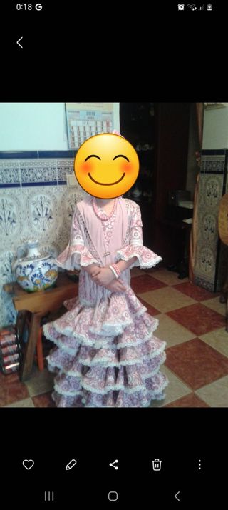 Traje Flamenca Niña Rosa talla 6-8 años