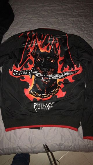 Abrigo Philipp Plein Negro con Diseño Perro