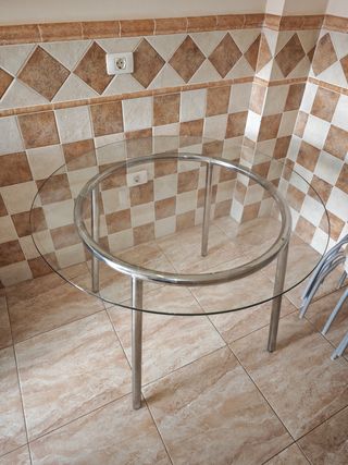 Mesa de comedor redonda de cristal 105 cm