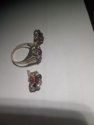 Conjunto Anillo y Pendientes Multicolor