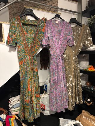 Vestidos Estampados Paisley Morado y Verde
