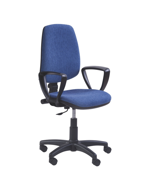 Sedia ufficio blu con braccioli