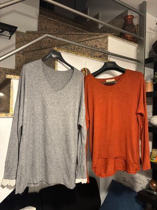 Conjunto de 2 jerséis: azul y verde oliva