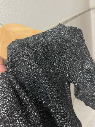 Jersey de punto manga caída gris plateado