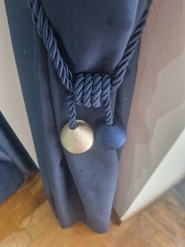 Pareja alzapaños o abrazaderas de cortinas azules