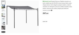 Pergole Outsunny grigie 297x297 cm con tetto metallico