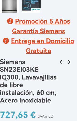 Lavavajillas Siemens IQ300 Inox WiFi